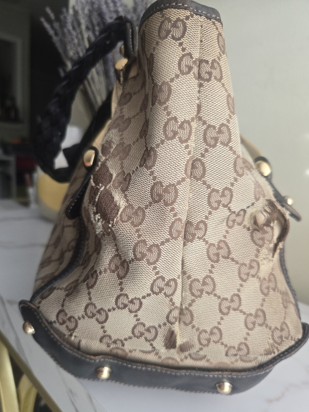 ⚠️COA⚠️Gucci Pelham Brown Monogram GG Canvas Tote Bag Fair Cindition - Picture 8 of 16